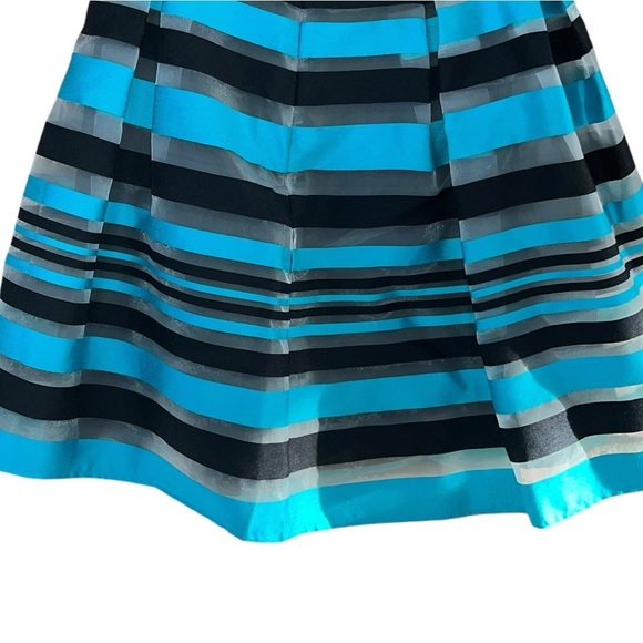 NWT Rare Eva Franco Tiered A-Line Mini Skirt sze 4P Blue Black Sheer Striped - Picture 4 of 12